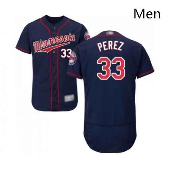 Mens Minnesota Twins 33 Martin Perez Navy Blue Alternate Flex Base Authentic Collection Baseball Jersey